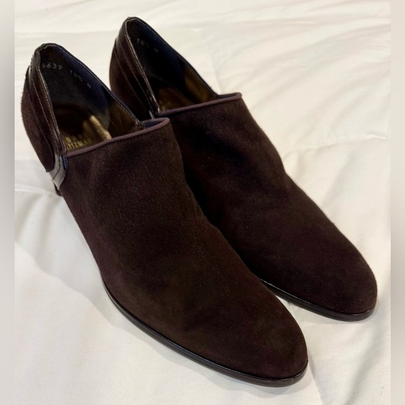 **Stuart Weitzman Chocolate Brown Suede Booties – Size 10.5 (Narrow)** - Picture 1 of 6